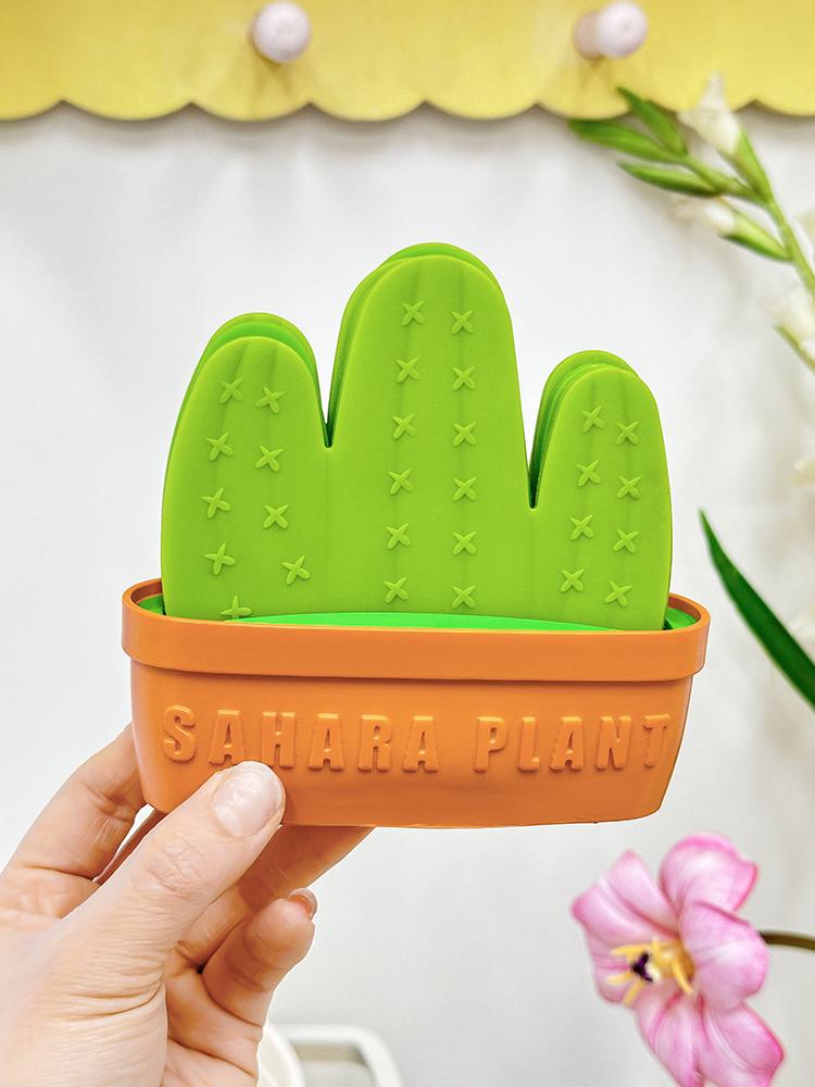 

6 Pcs Cactus Coaster with Flowerpot Holder Creative Cactus Coaster Novelty Coaster Suitable Kitchen Coffee Desktophome Decoratio M