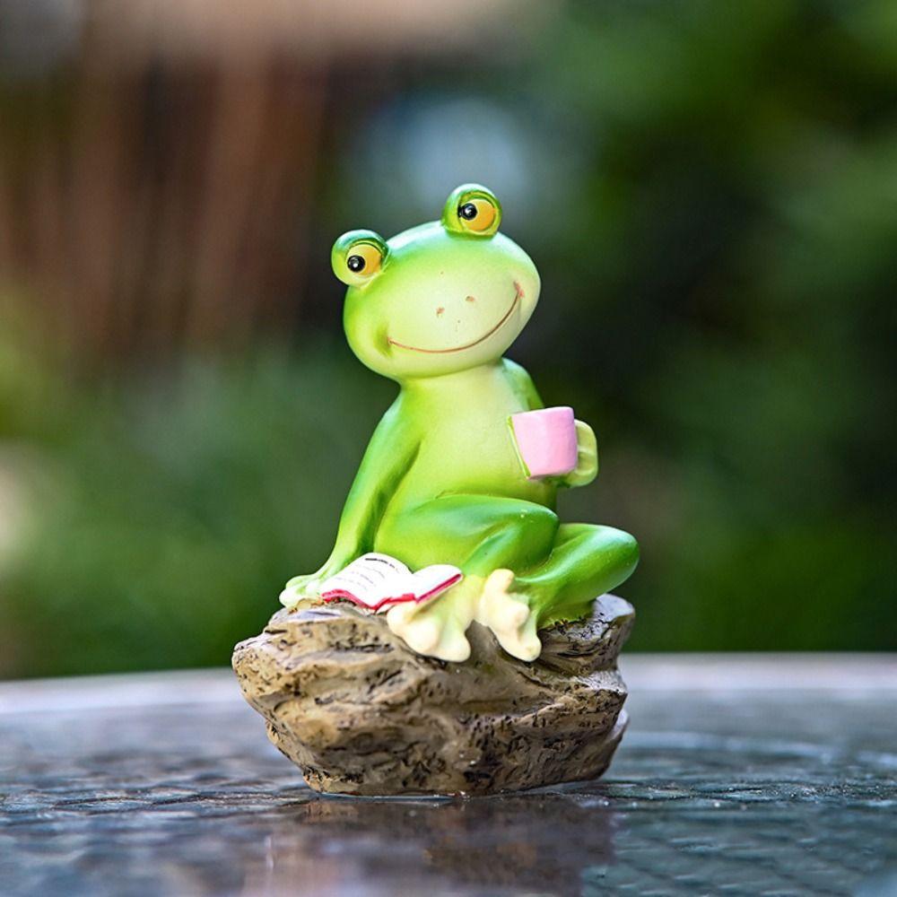 Cute Garden Frog Statue Resin Miniatures Figurine Desktop Ornament Animal Sculpture  Fish Tank