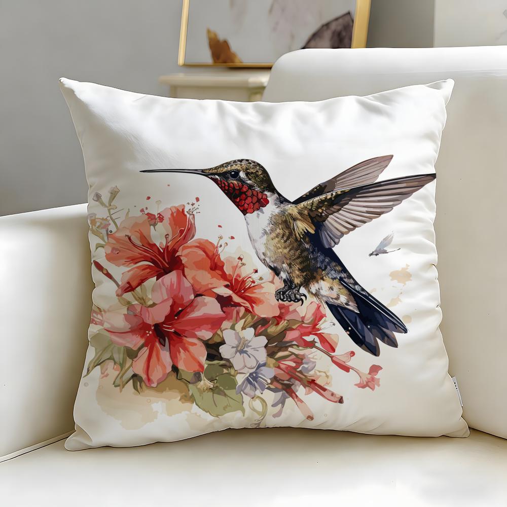 

classic Hummingbird Spring Flowers Cushion Cover Soft & Easy-Wash Pillow Case – Versatile for Couch, Bed, Travel and Office 30cmx30cm