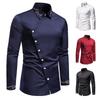 Men S Slim Fit Long Sleeve Asymmetric Embroidered Shirt European Size Spring Autumn