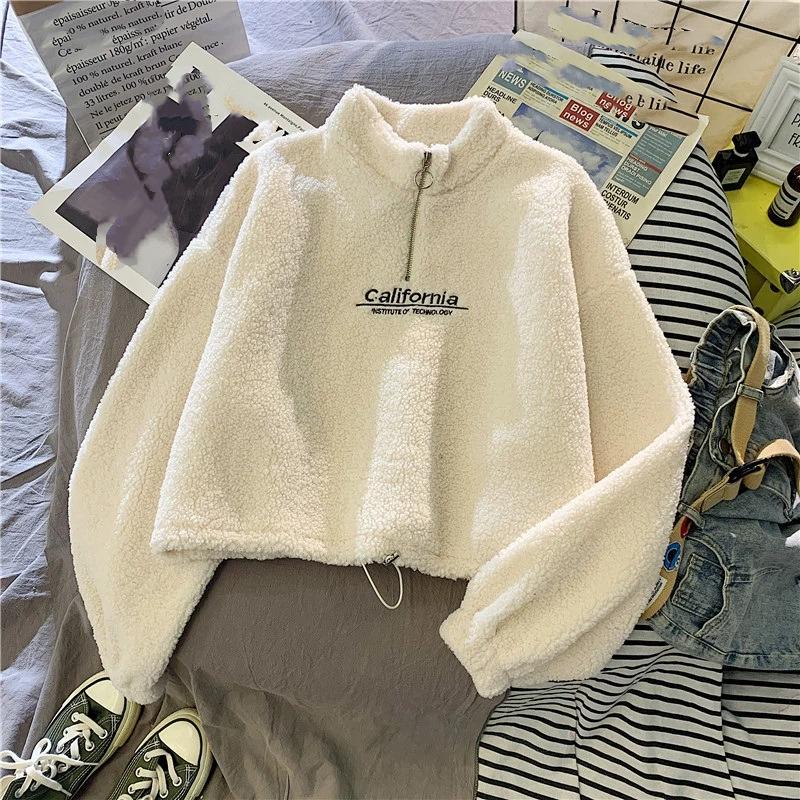 Women's Autumn And Winter Semi High Neck Plus Plush Thick Hoodie