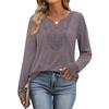 Women's Loose Comfortable Casual Fashion V-Neck Solid Color Long Sleeve Top