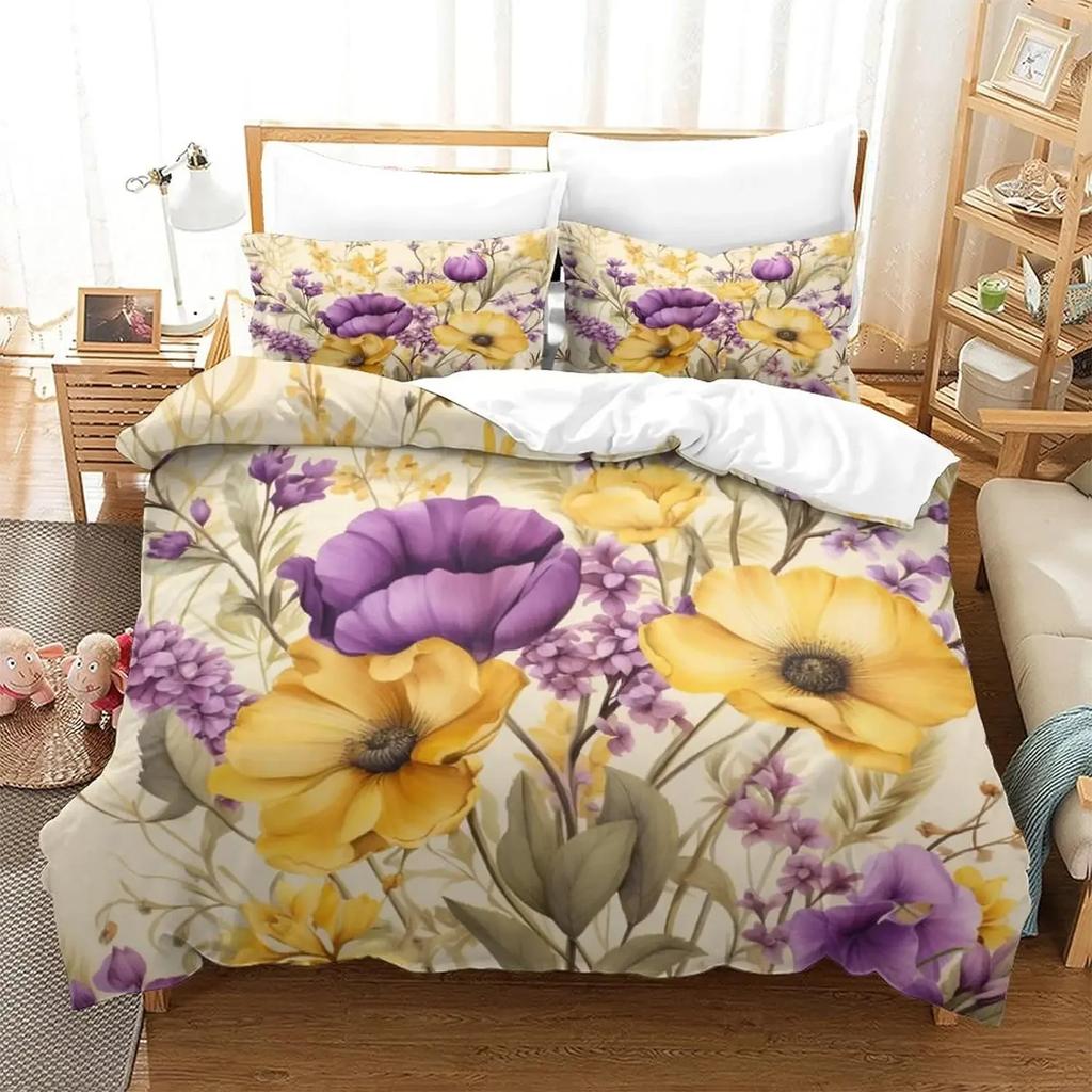 Peony Floral Duvet Cover Luxury Flower Leaves Bedding Set Garden Spring Blossom Comforter Cover Microfiber Botanical Quilt Cover