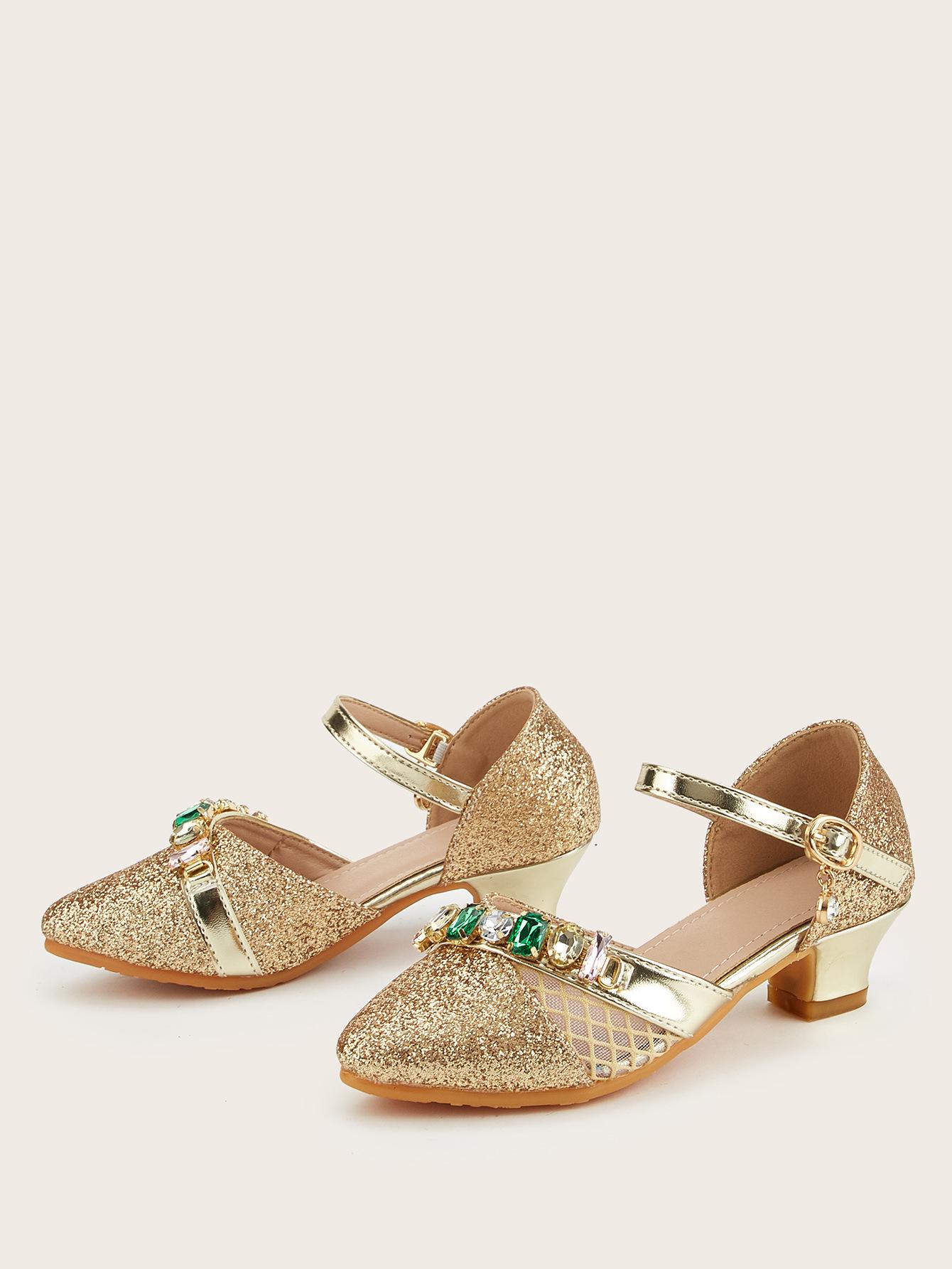 

Зимові кришталеві діамантові жіночі босоніжки на високих підборах з гострим носком 2025 30 золотий