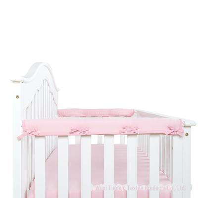Düz Renk Polyester Kısa Kenar Bebek Yatağı Korkuluk Kılıfı (2 parça) - Çiğnemeye Dayanıklı Tasarım