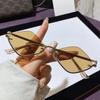 Metal Women Simple Trend Sunglasses Men  New Half Frame Diamond Shaped Sunglasses Dopamine Small Frame Outdoor Sunglasses