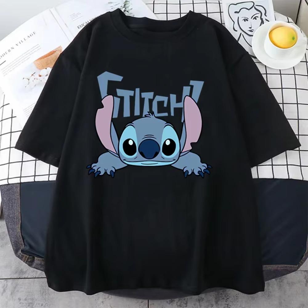 Lilo Stitch Print Women Casual T-Shirt Women Men Summer T Shirts Girl Boy Casual Fashion Clothes Top Tee Female Clothing