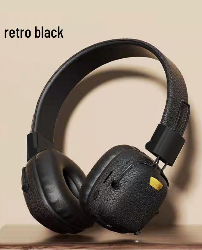 Retro Foldable Noise-Canceling Bluetooth Over-Ear Headphones: Long Battery Life & High Sound Quality, Multi-Functional Wireless Design.
