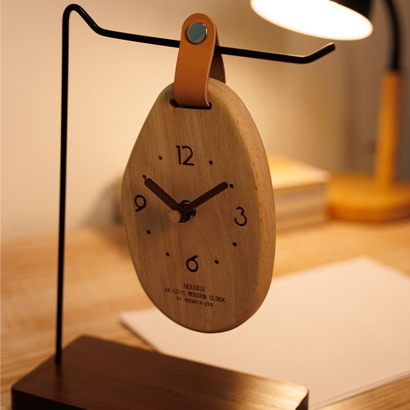 Solid Wood Table Clocks Entrance Entrance Creative Desktop Watch Living Room Desk Clock Ornament Bedroom Decoration Ornament