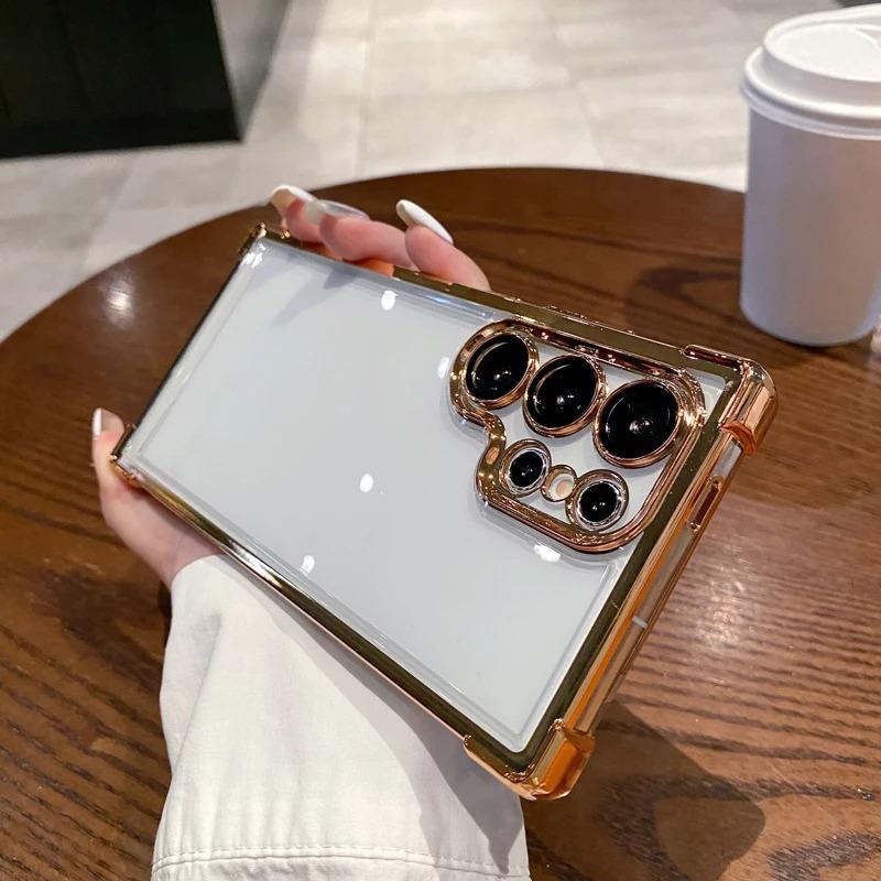 Galvanisierte vier Ecken Anti-Drop Transparente Schutzhüllen für iPhone Samsung Huawei Honor Xiaomi Redmi OPPO Realme Vivo Infinix Tecno