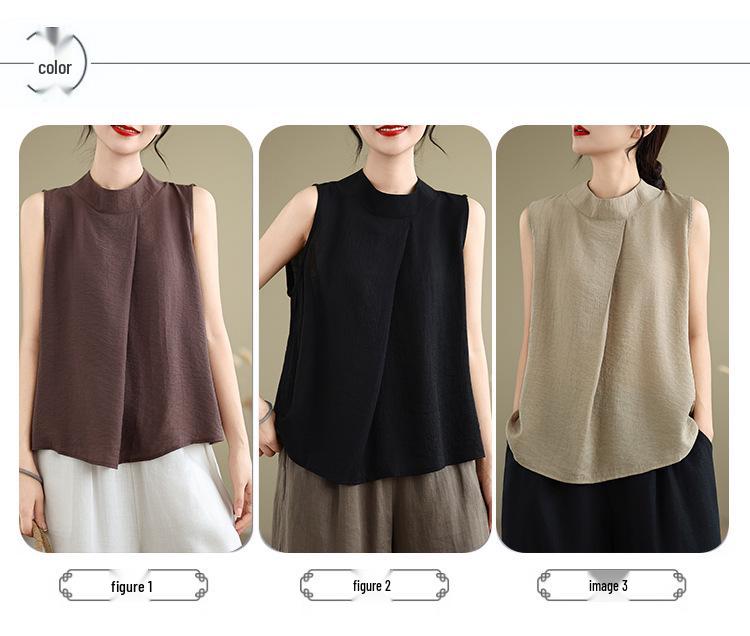 2025 Summer Textured Ramie Cotton-Linen Women's Stylish Sleeveless Vest