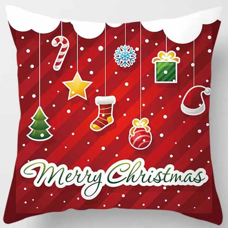 Cartoon Christmas Xmas Decoration Pattern Cushion Cover Home Decoration Cushion Cover Sofa Pillow Cover Merry Christmas