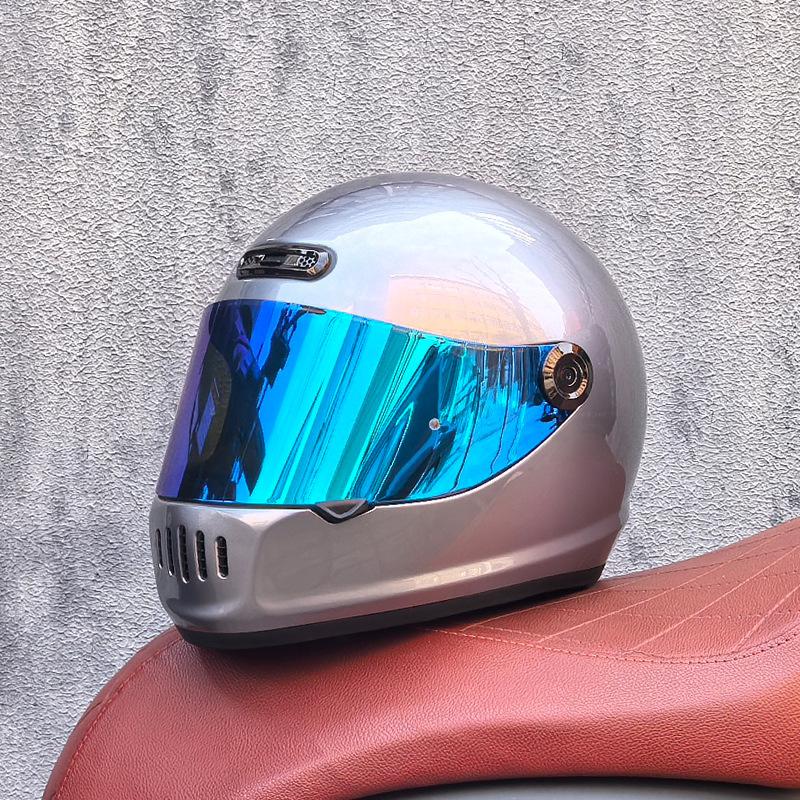 Motorcycle Retro Full Helmet Men's Winter Personality Cool Women's National Tide Race Cruise Retro Car Helmet Universal In All Seasons