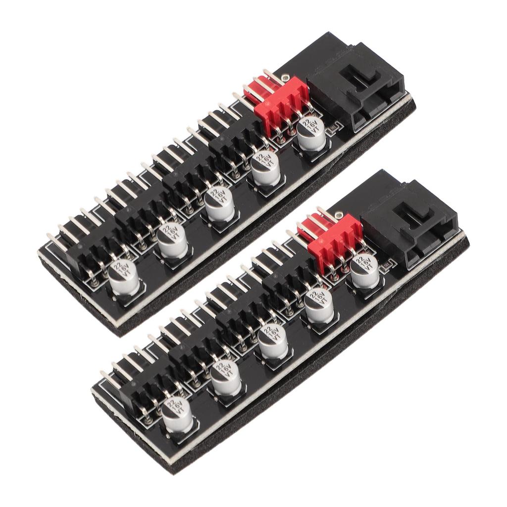 2PCS PWM Fan Hub 12V 4 Pin 5 Way Space Saving CPU Cooling Hub Controller with 3 Pin and 4 Pin Cable