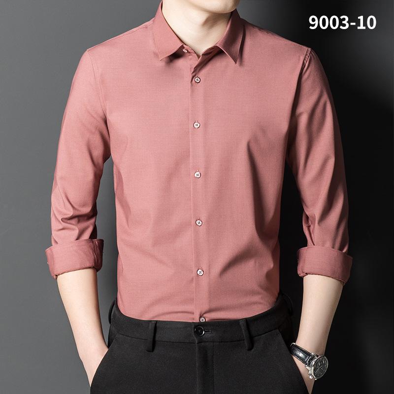 Męska koszula z długim rękawem z włókna bambusowego, elastyczna – nie wymaga prasowania, wielokolorowa, strój biznesowy casual