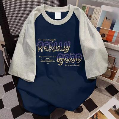 100% Baumwoll-T-Shirts Sommer Buchstaben-Print T-Shirt für Damen Kleidung Harajuku Oversized T-Shirt Y2k Oberteile UNISEX Hip Hop Streetwear