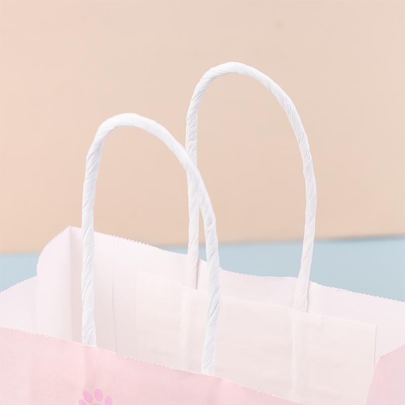 6 Stück bunte Süßigkeitentüten mit Cartoon-Katzenpfotenabdruck, Papier, Geschenktüten mit Griffen für Haustier-Thema, Kindergeburtstagsparty, Dekorationen, Gastgeschenke
