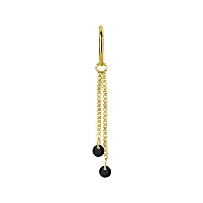 Charm Chain With Black Zircons - Gold - D-071 20 Mm