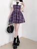Large Size Sweet College Dress Women's Summer New Plaid Skirt Fat Mm Belly and Thin Spice Girl Short Skirt