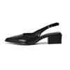 Fashion Baotou Sandals Summer New Pointed Head Shallow Mouth Bright Leather Metal Buckle Soft Sole Anti-slip Wear-resistant Heel Shoes