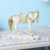 Retro Horse Statue Desktop Artistic Horse Figurine with Base Golden Painted Resin Horse Sculpture