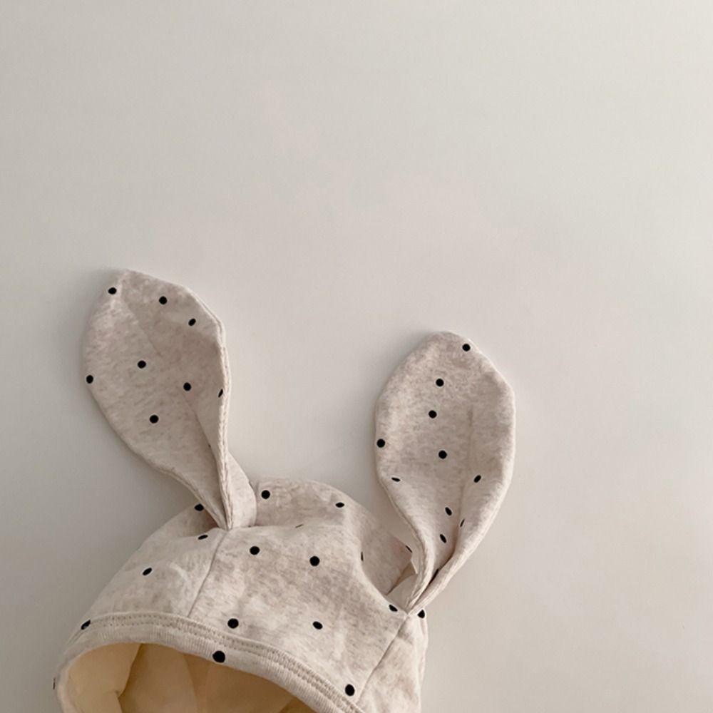Cute Newborn Rabbit Ear Beanie Hat Polka Dot Infant Bonnet Hat Baby Fetal Cap  Photography Props