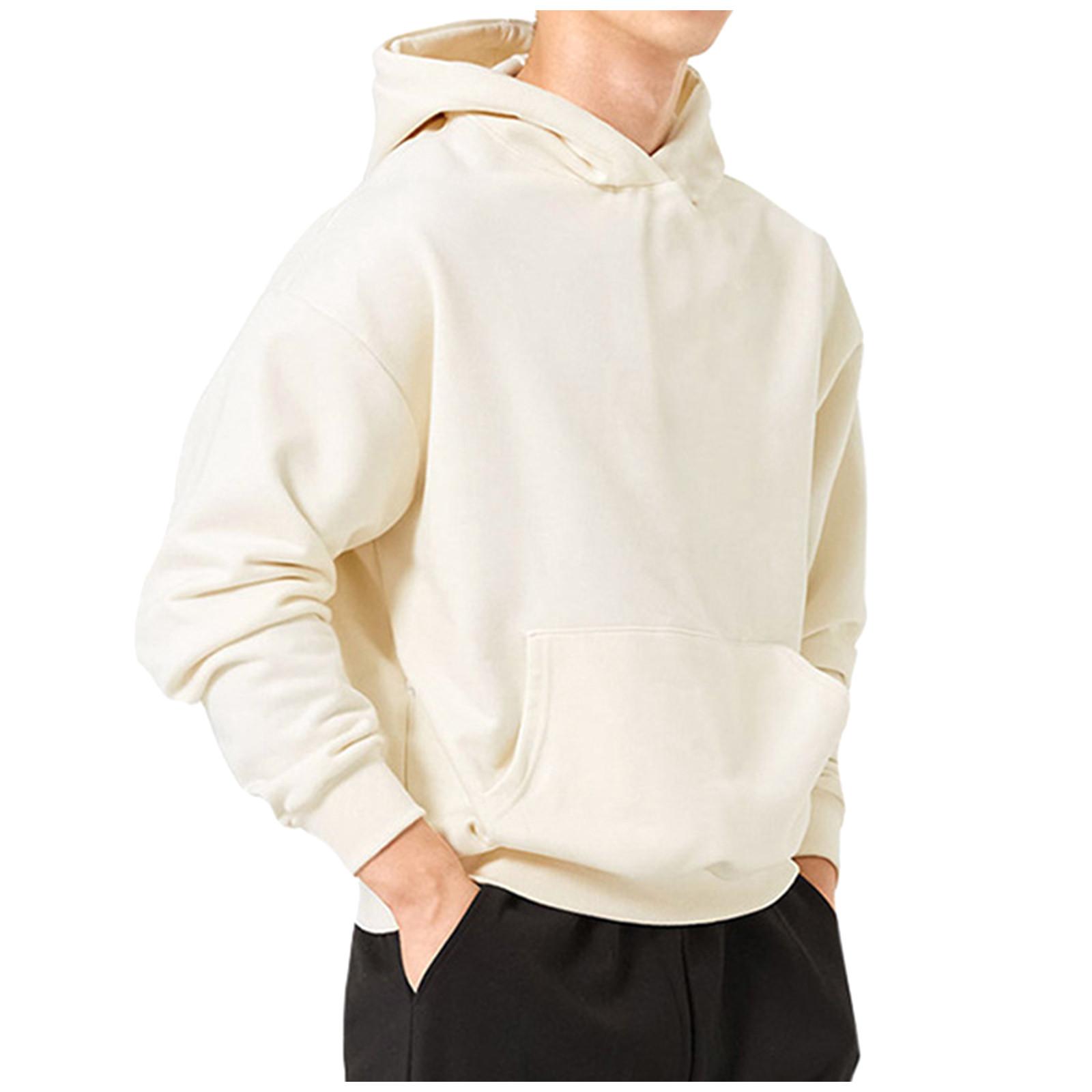 

Men Retro Long Sleeve Hoodie Hooded Sweatshirt Tops Jacket Coat Outwear M бежевый