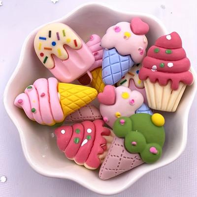 6dílná sada polyresinových magnetů na led a cupcaky – Dekorativní magnety na ledničku pro kancelář, kuchyň a skříňku
