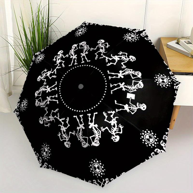 1pc Skeletal Celebration Automatic Open/Close Umbrella, Portable Folding Umbrella for Travel, Themed Events, It is suitable as a gift for various fest