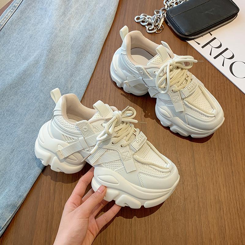 

Новые весенние и осенние высококачественные брендовые женские спортивные туфли на платформе, женские кроссовки, модные, крутые, для прогулок на свежем воздухе, папины туфли 40