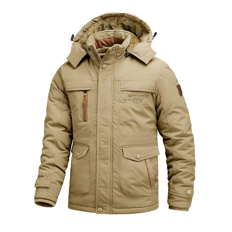 Giacca Tattica Invernale da Uomo Taglie Forti in Stile Militare con Fodera in Velluto
