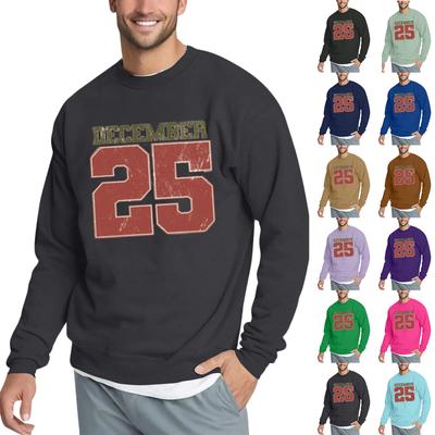 Christmas Print Loose Fit Round Neck Sweatshirt For Men