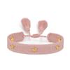 Rhinestone Embroidery Woven Bracelets Adjustable Rope Stackable Bangle For Women