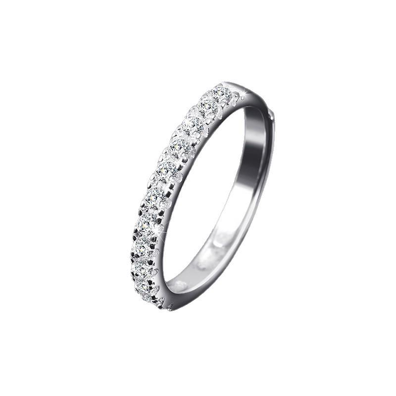 Women's High-End Imitation Moissanite Open Ring - Classic Light Luxury One Carat Versatile Tail Jewelry