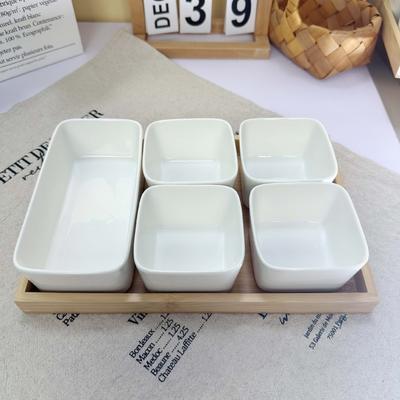 Creative Ceramic Snack Plate Platter Home Electric Steamer Square Dessert Small Bowl Rectangular Steaming Bowl Combination