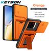 KEYSION Card Slot Holder Bag Phone Case for ZTE Blade A56 Slide Camera Protection Kickstand Shockproof Cover for Blade A56 Pro