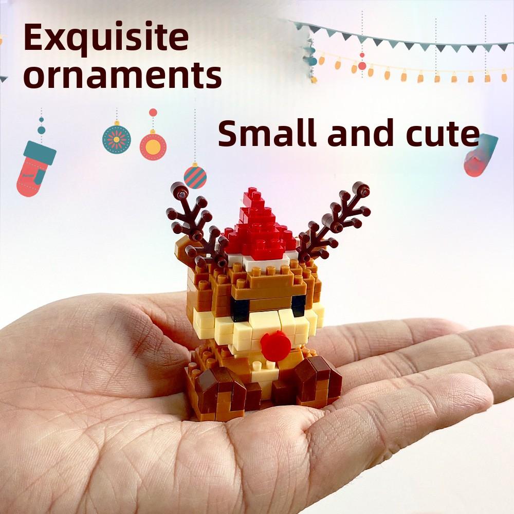 Weihnachtsgeschenke Baustein-Serie Weihnachtsmann Rentier Puzzle Zusammenbau Steine Tischdekoration Spielzeug für Kind Weihnachtsgeschenk