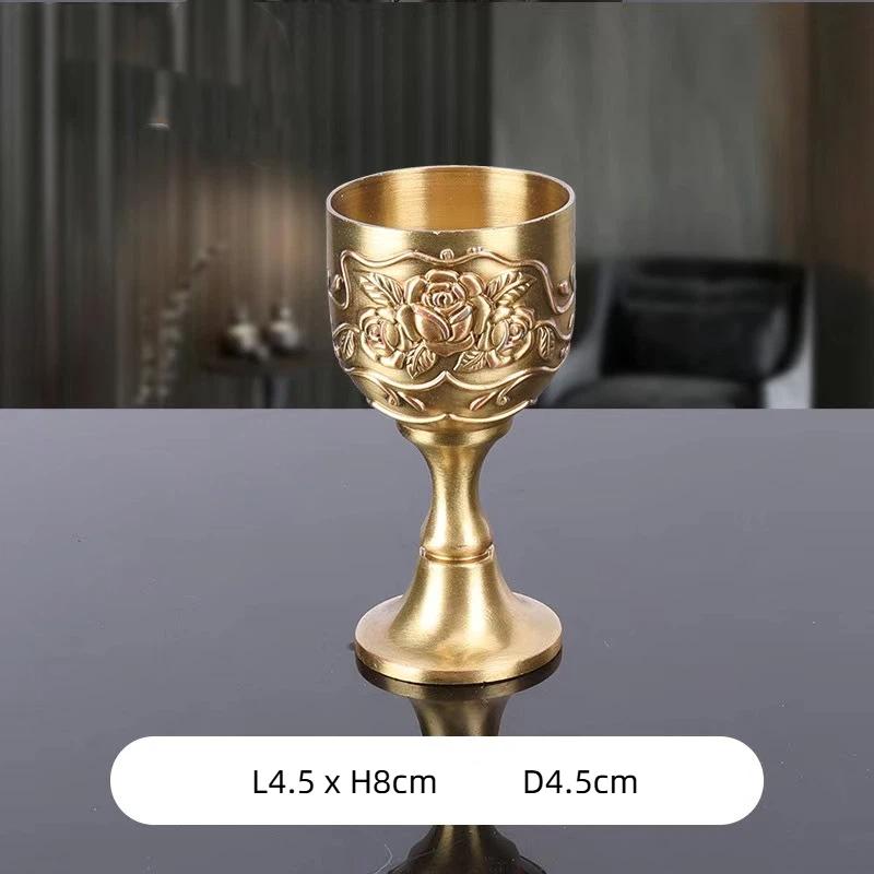 Light Luxury Engraved Bronze Wine Goblet – Vintage High Foot White Wine Glass for Home, Party & Bar
