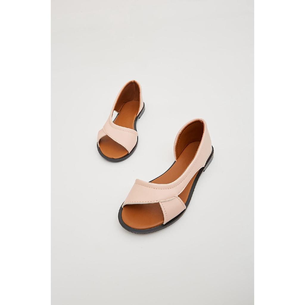 Black Open Front Women's Sandals Summer Shoes Ballerinas