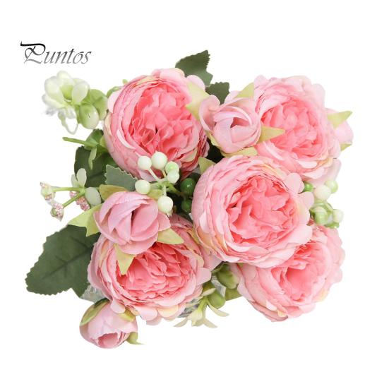 

Букет искусственных пионов из 5 головок, букет из искусственных цветов, реалистичные цветы из искусственного шелка для украшения дома, вечеринки, свадьбы