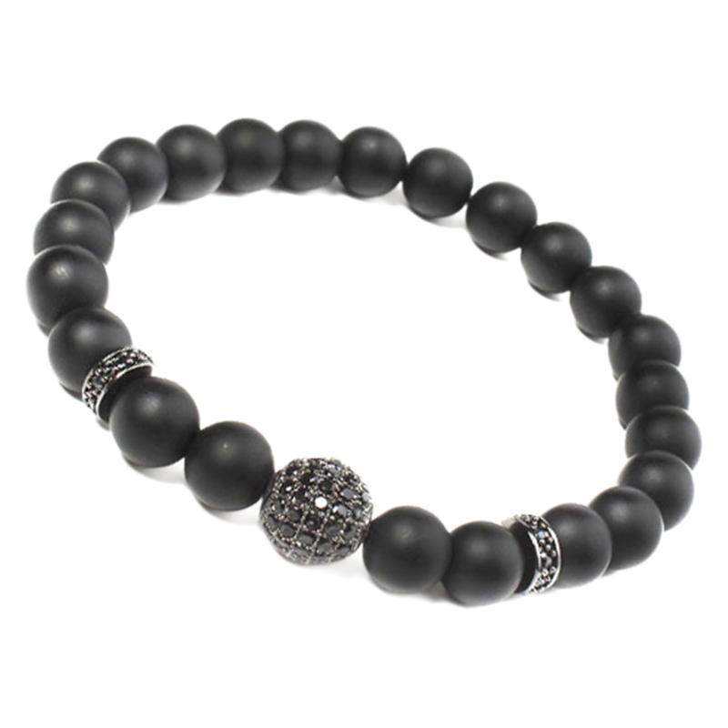 European  American Fashion Multi-Layer Couple Bracelet with Frosted Beads, Micro-set Diamonds, Copper Tube, and Stone.