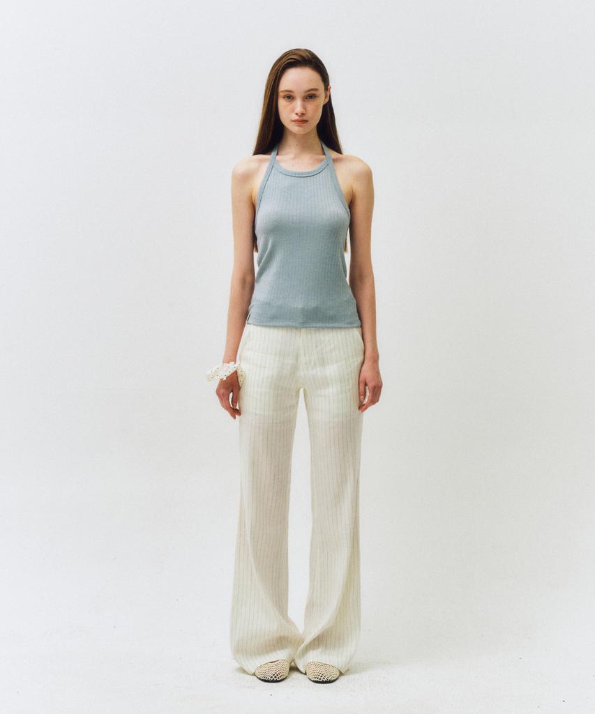 CITTA Linen Pin Stripe Bootcut Pants_Ctb550(White)
