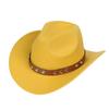 Women Men Western Cowboy Hat, Wide Curved Brim Felt Cowgirl Hat, Vintage Jazz Riding Hat, Removable Hat Belt, Head Circumference 56‑58cm