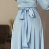 Fall Spring Lady Dress Puff Sleeves Tight Waist Stand Collar Pure Color A-line Pleated Shopping Commuting Party Prom Maxi Dress