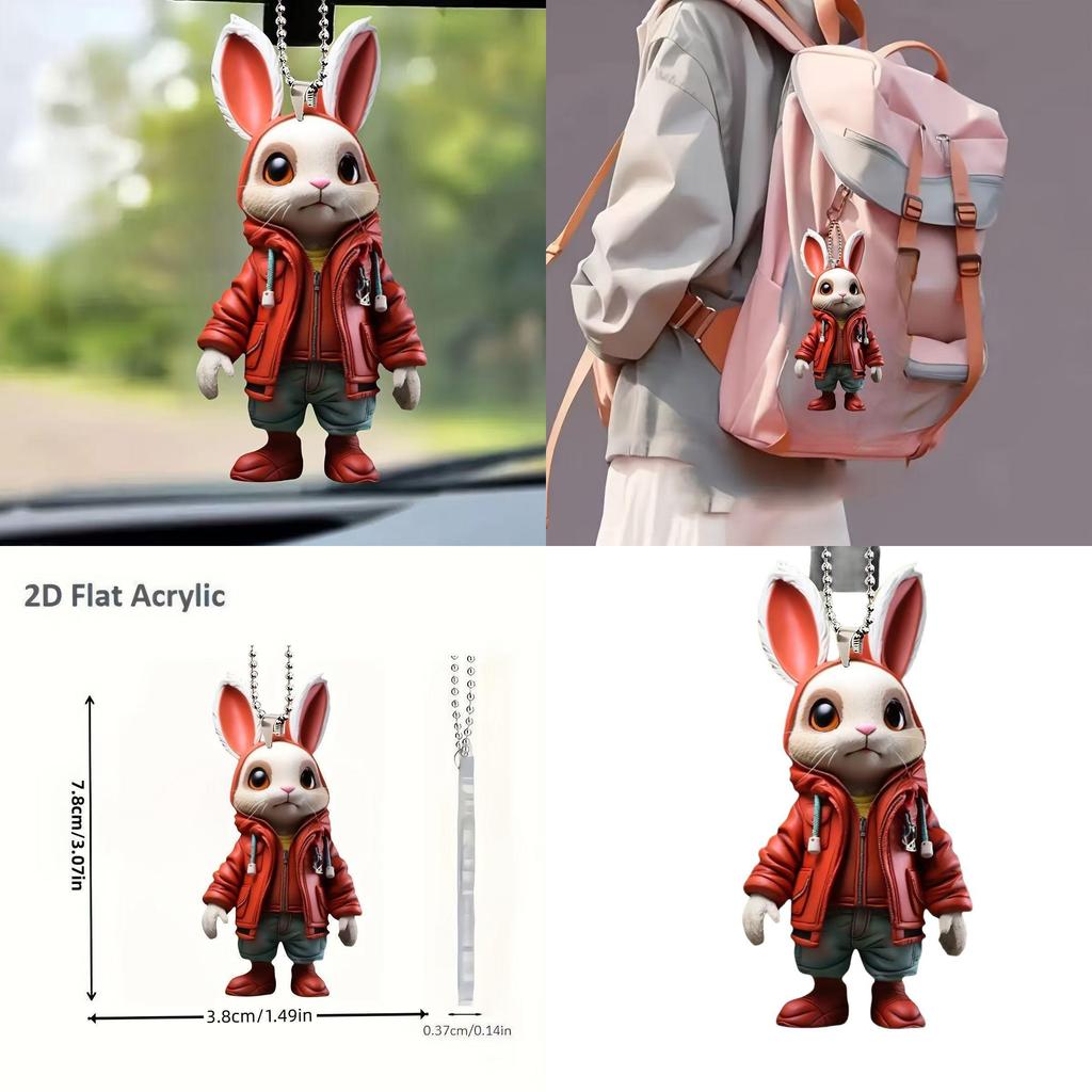 Rabbit Cartoon Cute Pattern Acrylic Pendant For Car Accessories Decoration