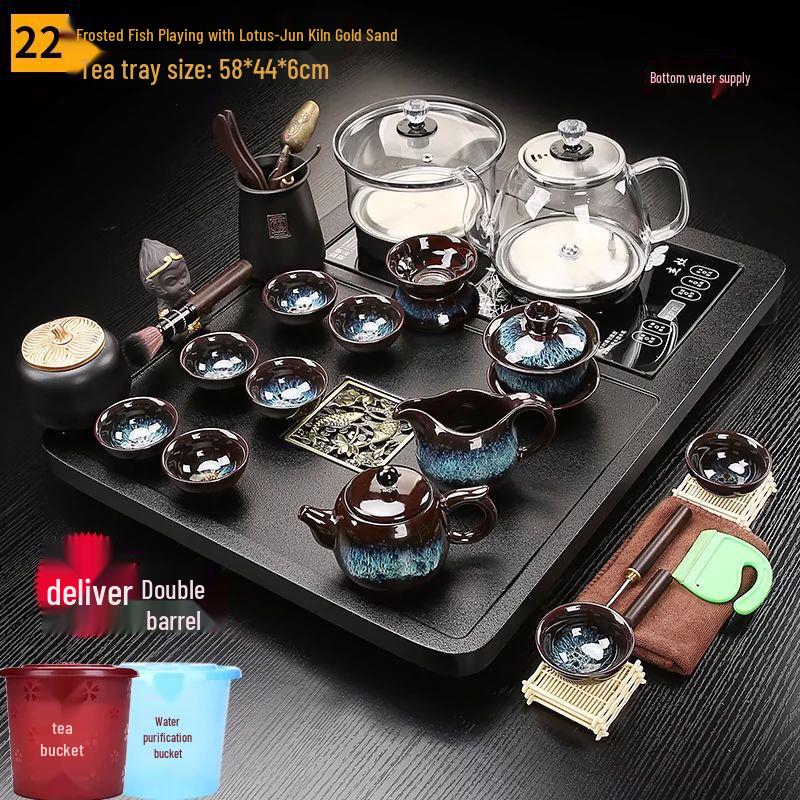 Automatic Zisha Kung Fu Tea Set with Wooden Tray