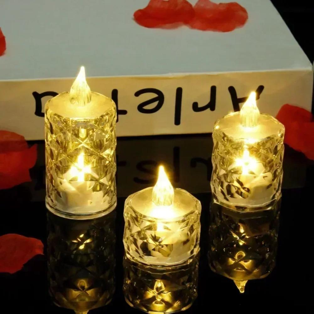 3Pack LED Crystal Candle Light Flameless Candle Light Electronic Night Lamp Dating Party Holiday Home Wedding Decoration
