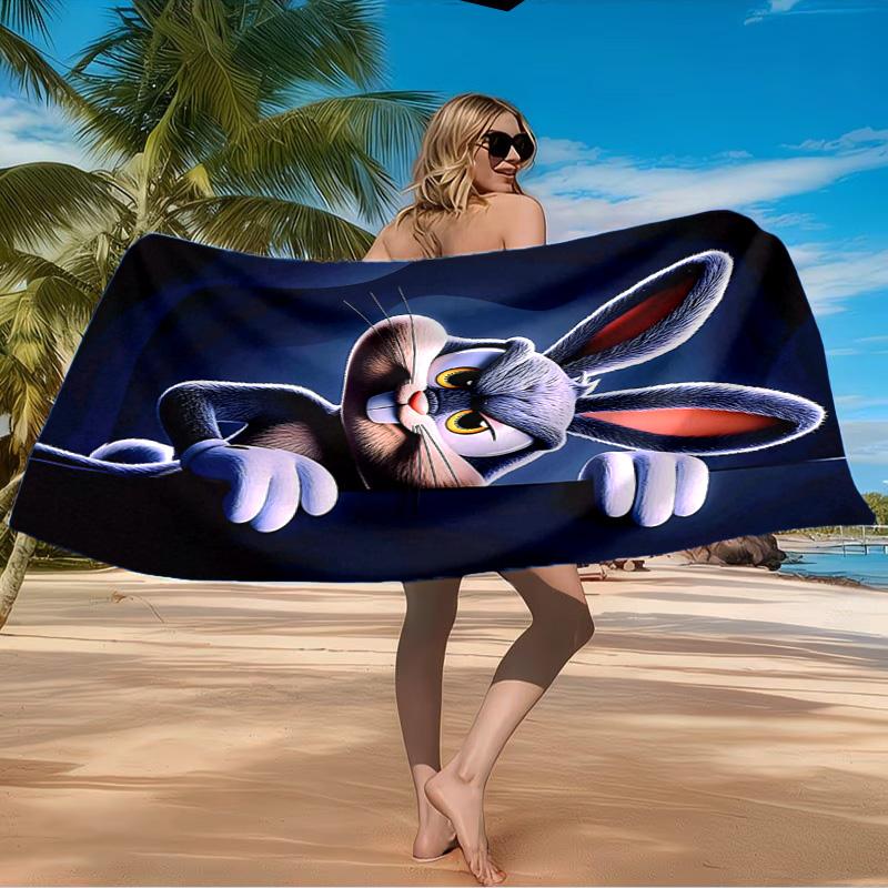Elegant Bunny Portrait Beach Towel Microfiber Beach Towel, Lightweight and Quick-Dry, for Summer Travel, Swimming Pool Fan Birthday Gift