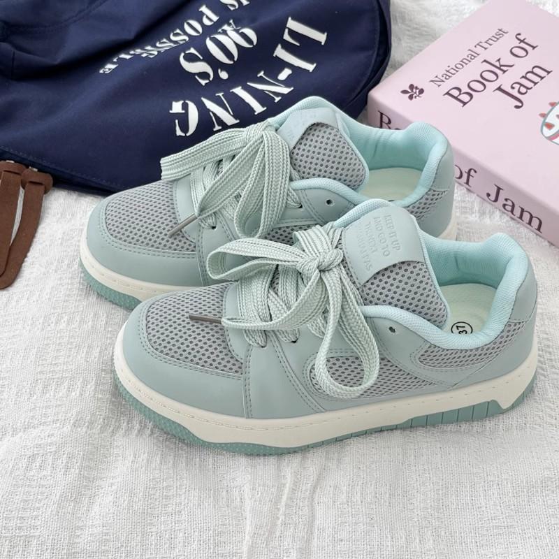 Summer Mesh Breathable Skateboard Shoes Women's 2025 New Popular Thick-soled Original Niche Bread Shoes Sports and Leisure Shoes