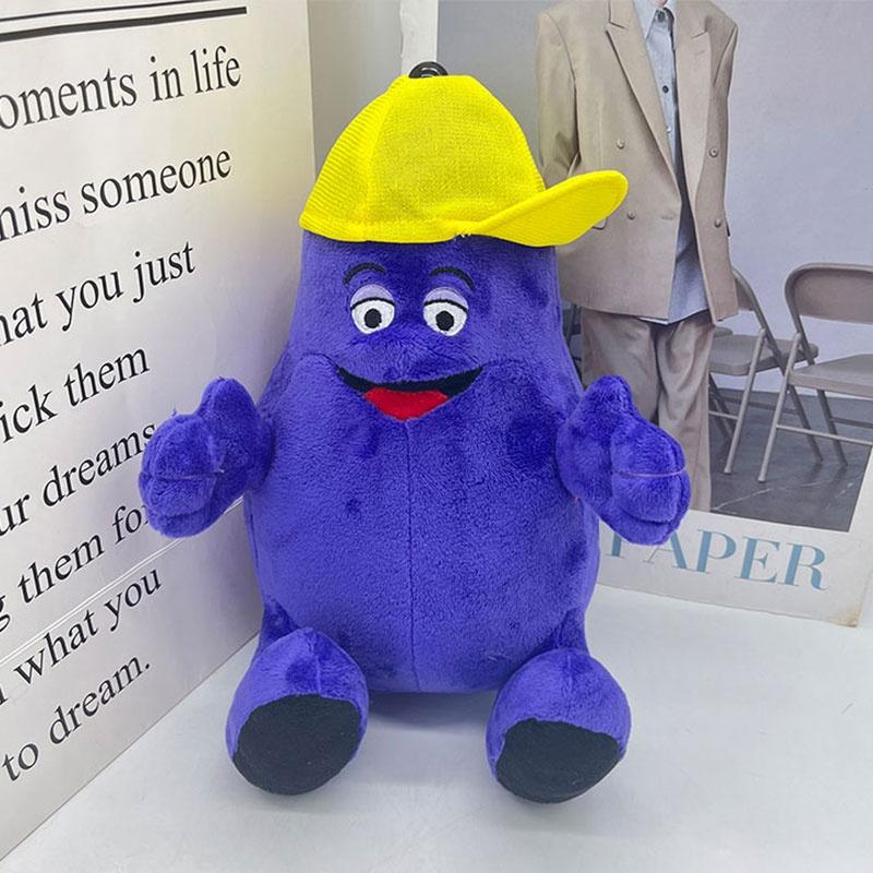 Grimace Shake Yellow Hat Plush Toy Cartoon Animal Design 18cm Height Customizable